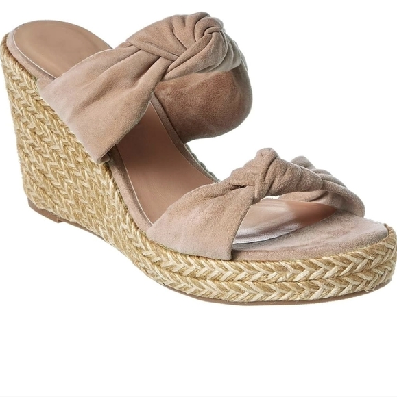 Size 8.5 Beige Espadrilles wedges. Knotted and Suede top. Like new - Picture 3 of 5